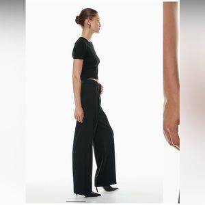 SZ 0 BABATON BLACK PLEATED DRESS PANTS